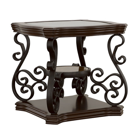 Rubeus 1-shelf Glass Top Rectangular End Table Deep MerlotDark Merlot