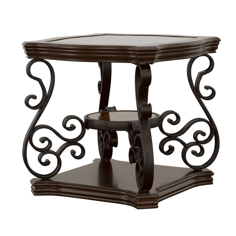 Rubeus 1-shelf Glass Top Rectangular End Table Deep MerlotDark Merlot