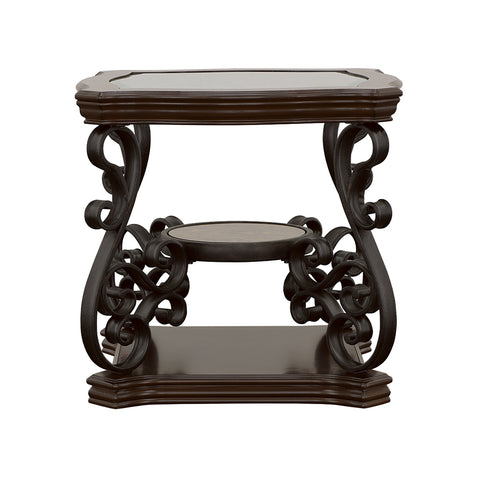 Rubeus 1-shelf Glass Top Rectangular End Table Deep MerlotDark Merlot