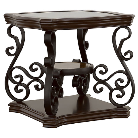 Breckenridge 3-piece Glass Top Coffee and End Table Set Dark Merlot