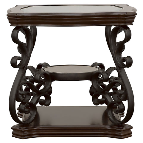 Breckenridge 3-piece Glass Top Coffee and End Table Set Dark Merlot