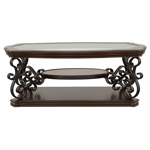 Breckenridge 3-piece Glass Top Coffee and End Table Set Dark Merlot