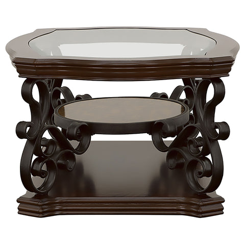 Breckenridge 3-piece Glass Top Coffee and End Table Set Dark Merlot