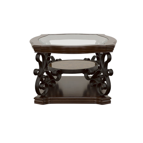 Rubeus 1-shelf Glass Top Rectangular Coffee Table Deep MerlotDark Merlot