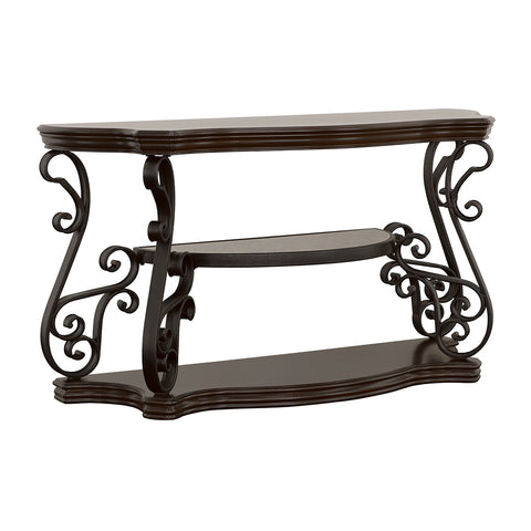 Rubeus Scrollwork Entryway Sofa Console Table Deep MerlotDark Merlot