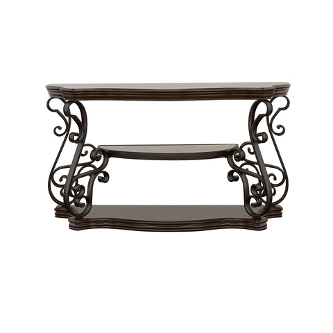Rubeus Scrollwork Entryway Sofa Console Table Deep MerlotDark Merlot
