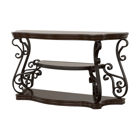 Rubeus Scrollwork Entryway Sofa Console Table Deep MerlotDark Merlot