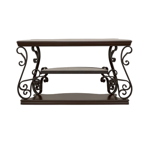Rubeus Scrollwork Entryway Sofa Console Table Deep MerlotDark Merlot