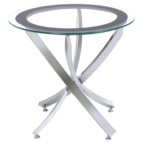Marina Round Glass Top Side End Table Metal Base ChromeChrome