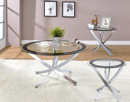 Cambria 3-piece Round Coffee and End Table Set Chrome