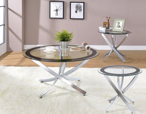 Cambria 3-piece Round Coffee and End Table Set Chrome