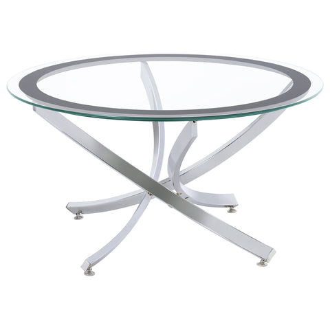 Marina Round Glass Top Coffee Table Metal Base ChromeChrome