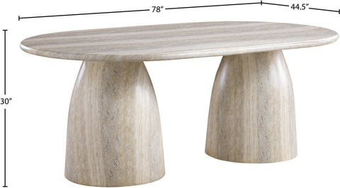 Linden 78" Natural Travertine Finish Concrete Indoor / Outdoor Dining Table, 1 Piece