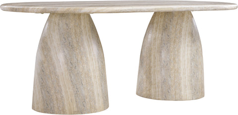 Linden 78" Natural Travertine Finish Concrete Indoor / Outdoor Dining Table, 1 Piece