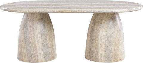 Linden 78" Natural Travertine Finish Concrete Indoor / Outdoor Dining Table, 1 Piece