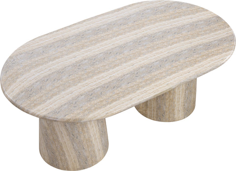 Linden 78" Natural Travertine Finish Concrete Indoor / Outdoor Dining Table, 1 Piece