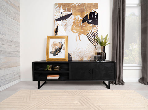 Stanton 2-door Mango Wood 70" TV Stand Charcoal BlackCharcoal Black