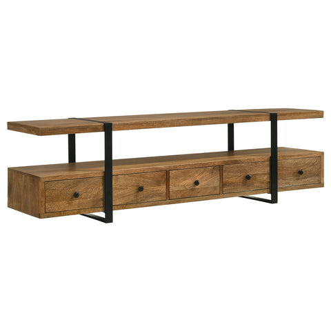 Elodie 5-drawer Mango Wood 70" TV Stand Media Console BrownBrown
