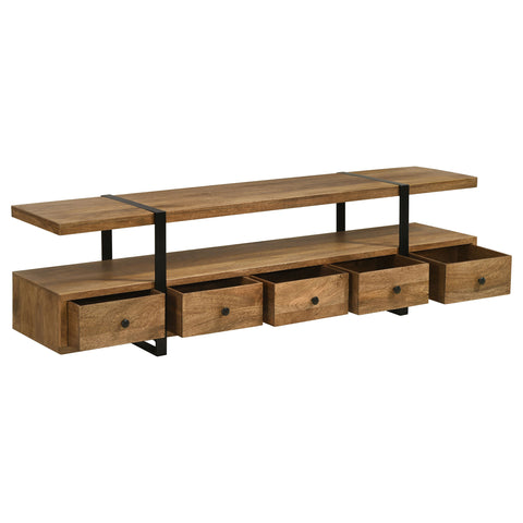 Elodie 5-drawer Mango Wood 70" TV Stand Media Console BrownBrown