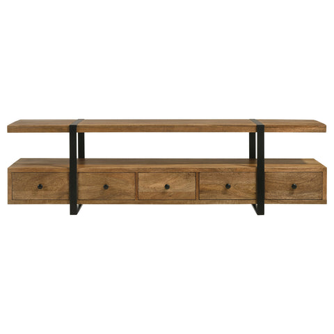 Elodie 5-drawer Mango Wood 70" TV Stand Media Console BrownBrown