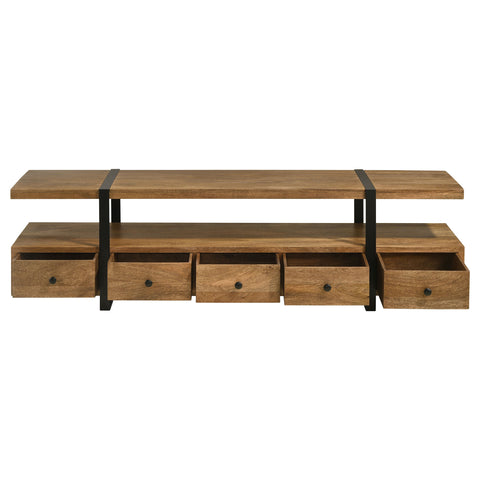 Elodie 5-drawer Mango Wood 70" TV Stand Media Console BrownBrown