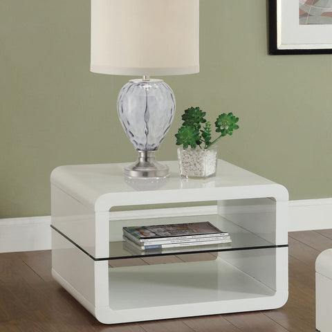 Hawthorne 1-shelf Rectangular Side End Table White High GlossWhite High Gloss