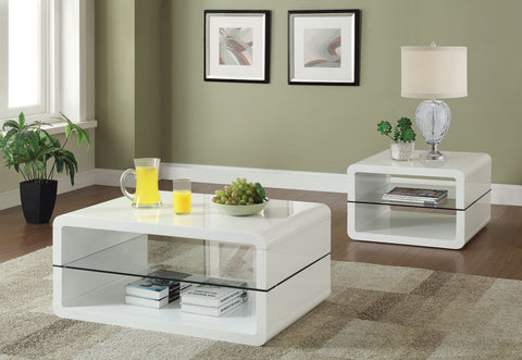 Anna 2-piece Coffee and End Table Set White High Gloss