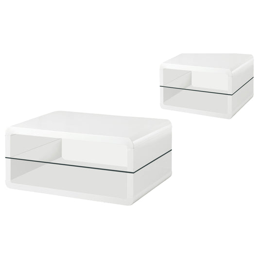 Anna 2-piece Coffee and End Table Set White High Gloss