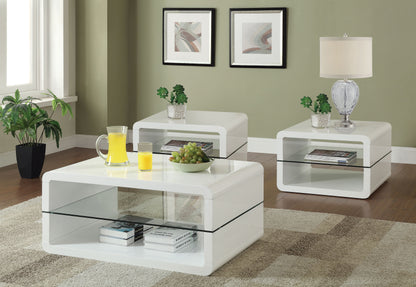 Anna 3-piece Coffee and End Table Set White High Gloss