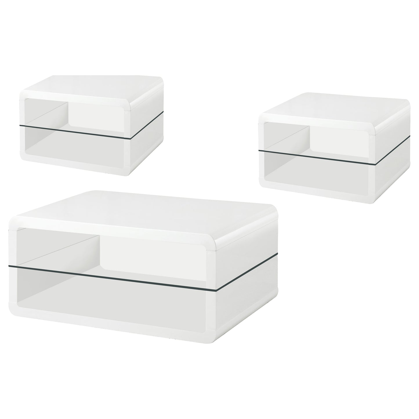 anna 3-piece coffee and end table set white high gloss