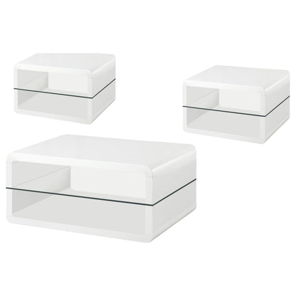 Anna 3-piece Coffee and End Table Set White High Gloss