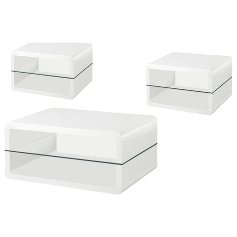 Anna 3-piece Coffee and End Table Set White High Gloss