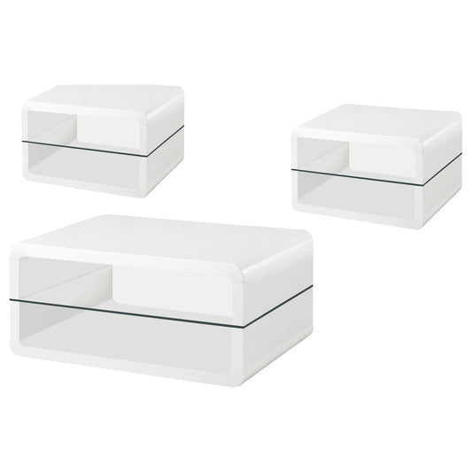 Anna 3-piece Coffee and End Table Set White High Gloss