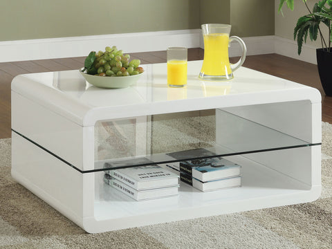 Hawthorne 1-shelf Rectangular Coffee Table White High GlossWhite High Gloss