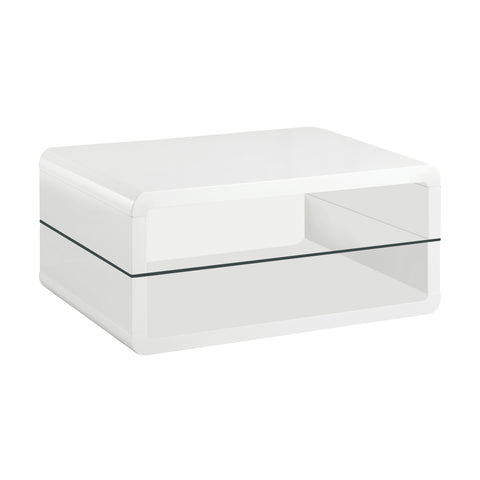 Hawthorne 1-shelf Rectangular Coffee Table White High GlossWhite High Gloss