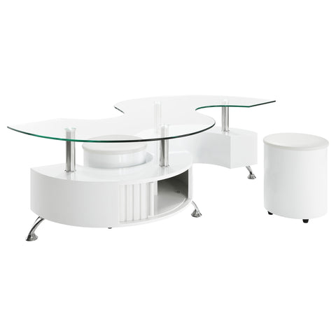 Elise 3-piece Coffee Table and Stools Set White High GlossWhite High Gloss