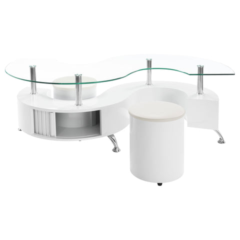 Elise 3-piece Coffee Table and Stools Set White High GlossWhite High Gloss