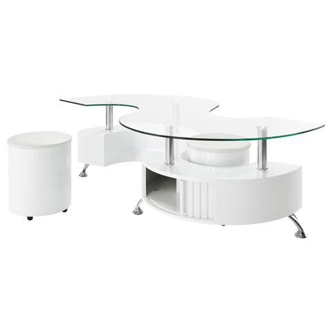 Elise 3-piece Coffee Table and Stools Set White High GlossWhite High Gloss