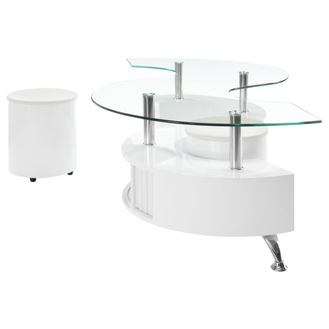 Elise 3-piece Coffee Table and Stools Set White High GlossWhite High Gloss