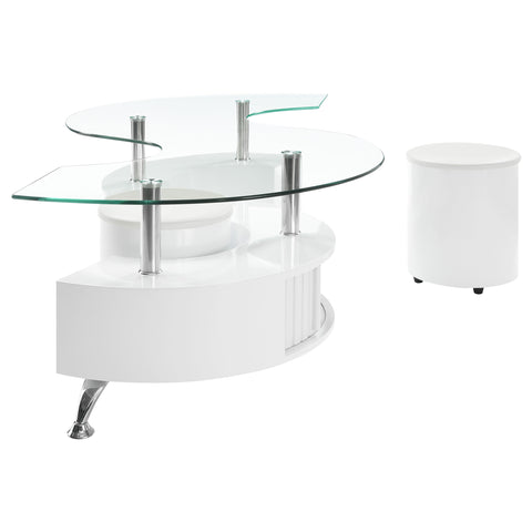 Elise 3-piece Coffee Table and Stools Set White High GlossWhite High Gloss