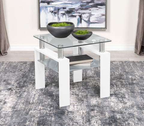 Toby 1-shelf Square Glass Top Side End Table WhiteWhite