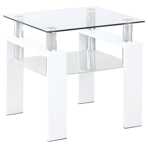 Toby 1-shelf Square Glass Top Side End Table WhiteWhite