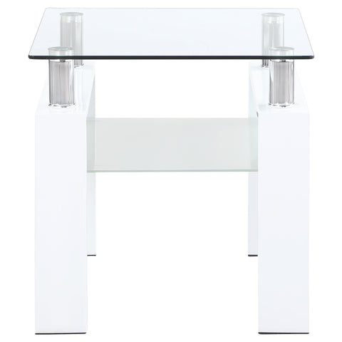 Toby 1-shelf Square Glass Top Side End Table WhiteWhite