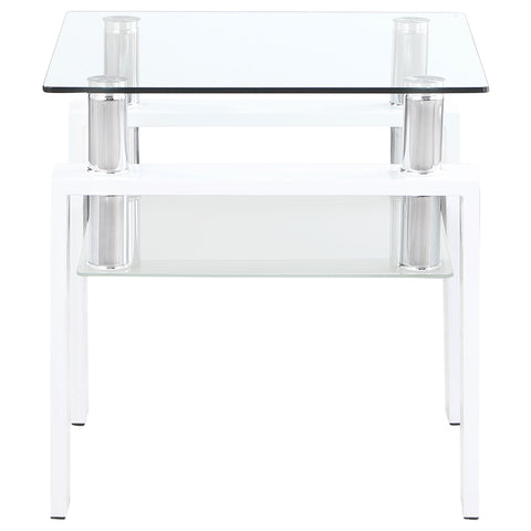 Toby 1-shelf Square Glass Top Side End Table WhiteWhite
