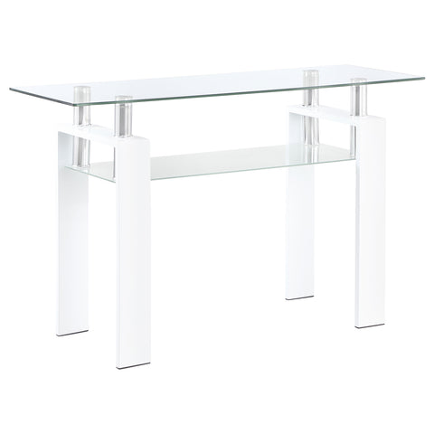 Toby Rectangular Glass Top Entryway Sofa Console Table WhiteWhite