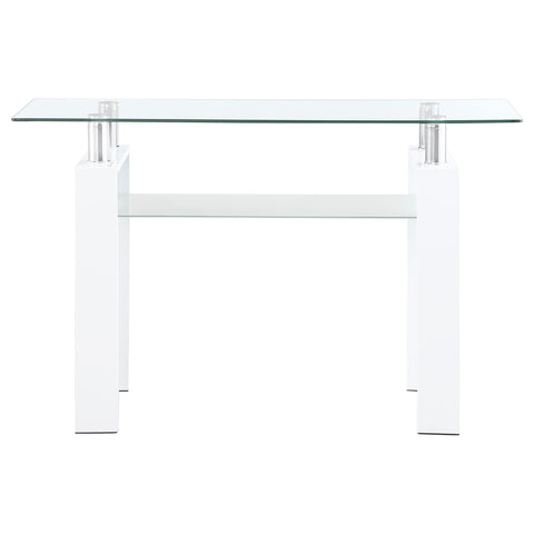Toby Rectangular Glass Top Entryway Sofa Console Table WhiteWhite