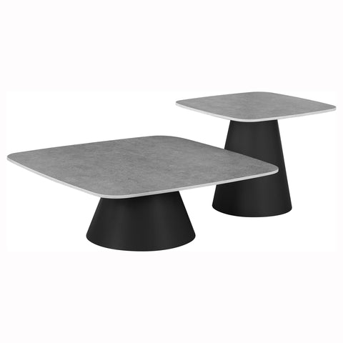 Nollet 2-piece Cocktail Coffee Table Set Concrete and Black