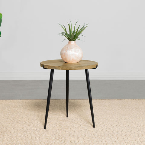 Edwards Round Solid Wood Top End Table Natural and BlackNatural