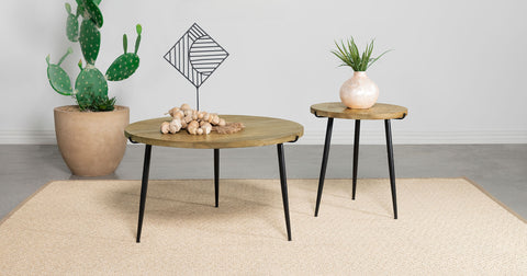 Delfin 2-piece Solid Wood Coffee and End Table Set Natural