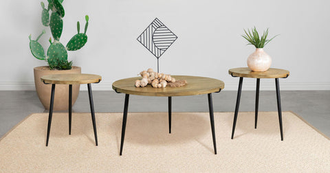Delfin 3-piece Solid Wood Coffee and End Table Set Natural